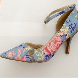 Ankle strap floral heels
